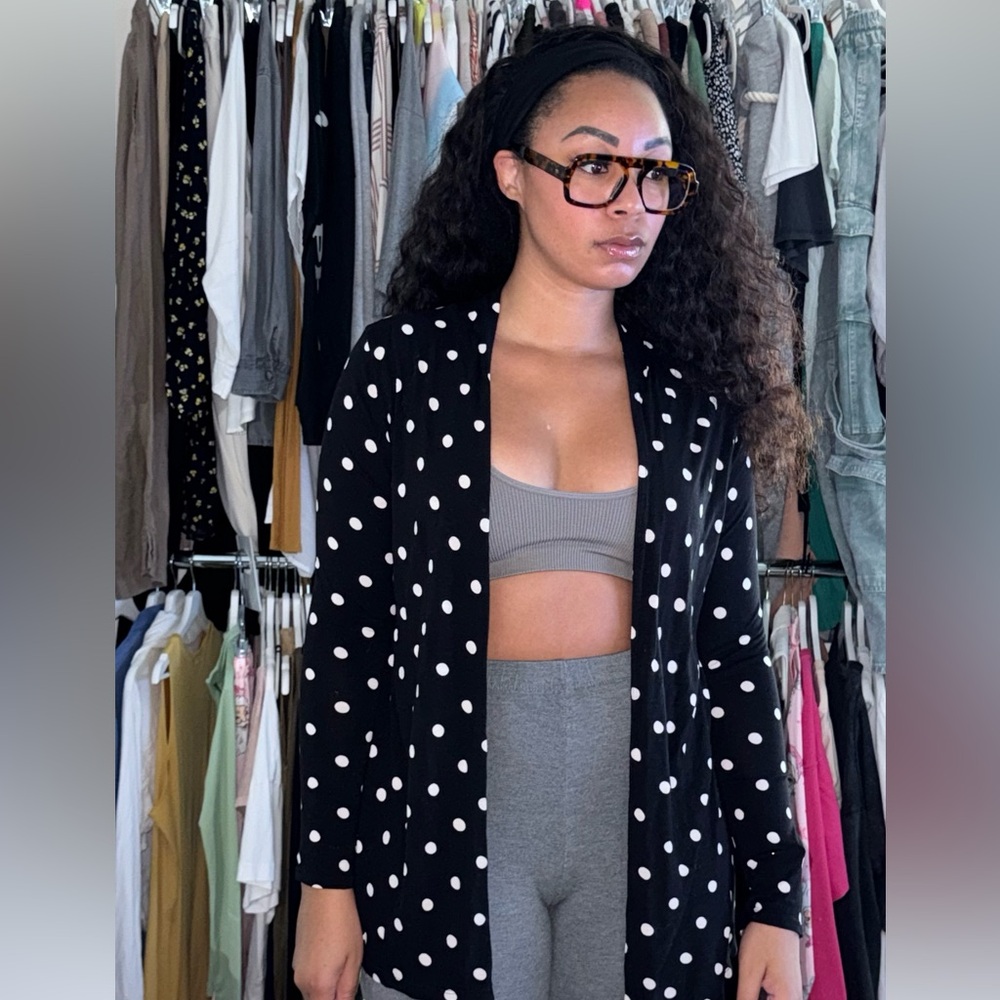 Black and White Polka Dot Cardigan